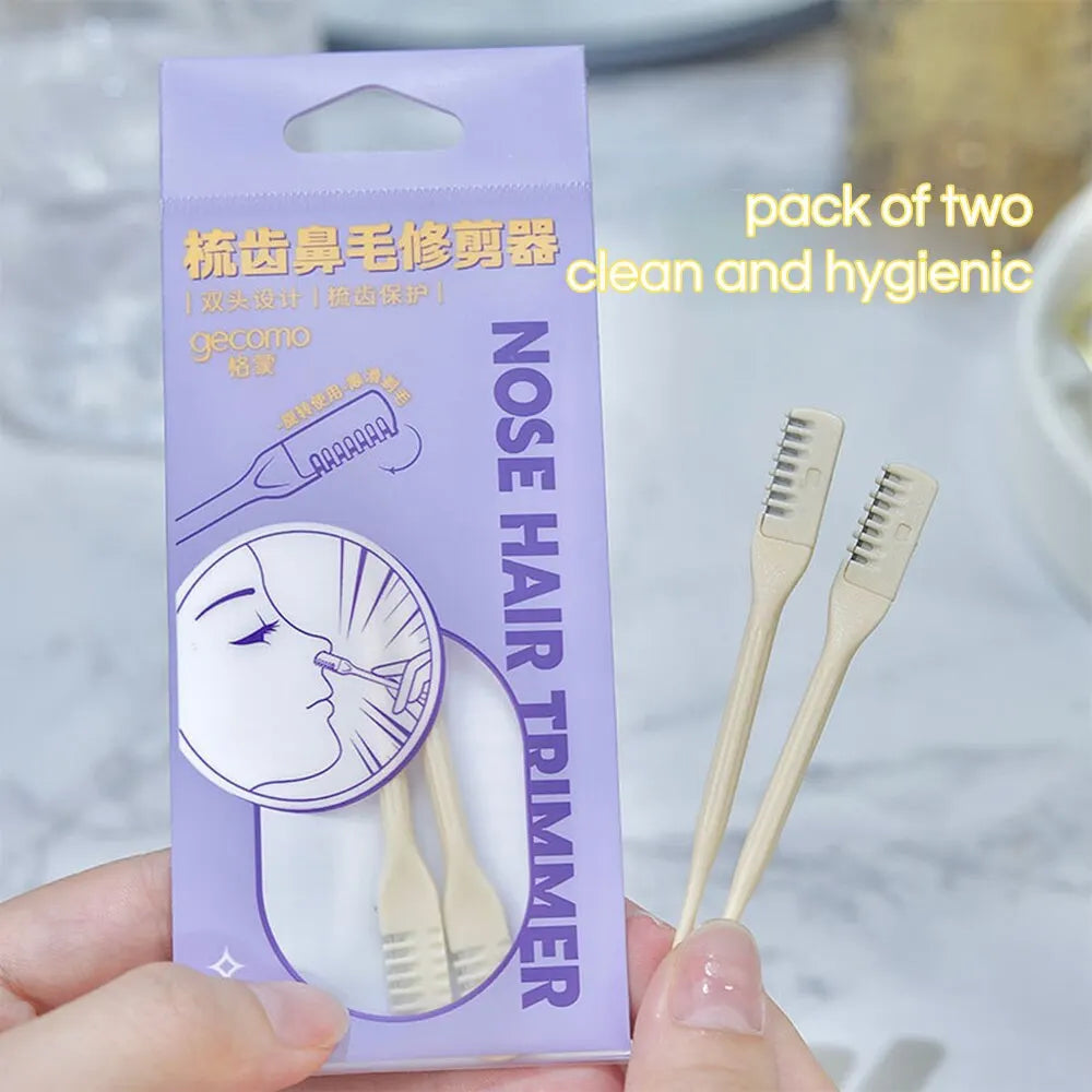 GECOMO Comb Nose Hair Trimmer Nose Hair Scraper Clean Nose Hair Trimmer Shaving Scissors Two Packs - My Store