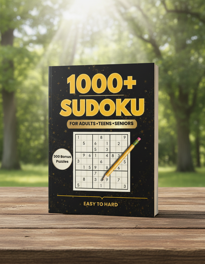 1000+ Sudoku Puzzle Book Plus 300 Bonus