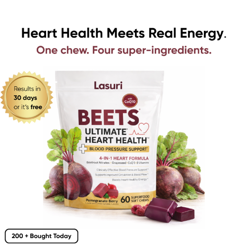 Beet Root Soft Chews | 4-in-1 Heart Blend | 60 ct