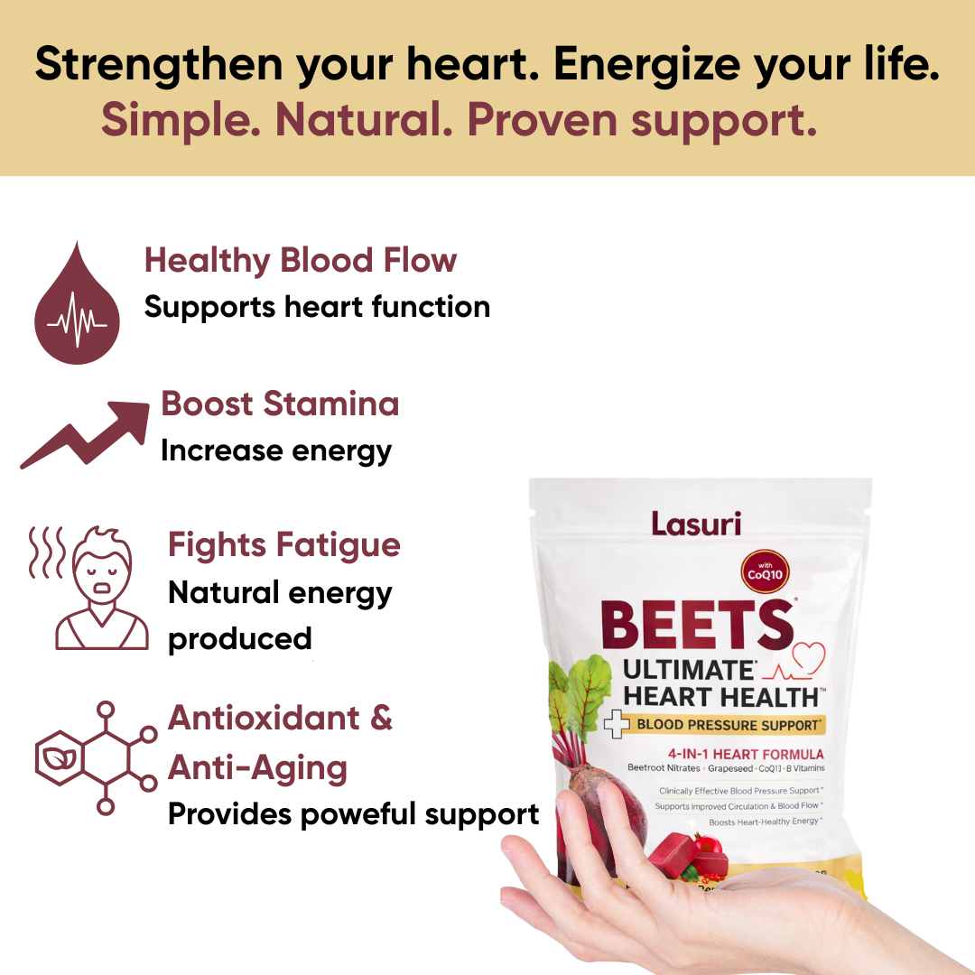 Beet Root Soft Chews | 4-in-1 Heart Blend | 60 ct