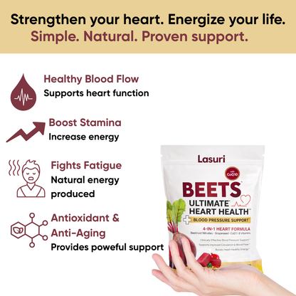 Beet Root Soft Chews | 4-in-1 Heart Blend | 60 ct