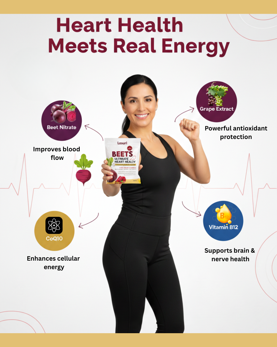 Beet Root Soft Chews | 4-in-1 Heart Blend | 60 ct